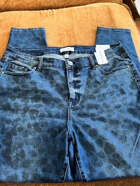 Lane Bryant Blue Denim Jeans with Black Leopard Print